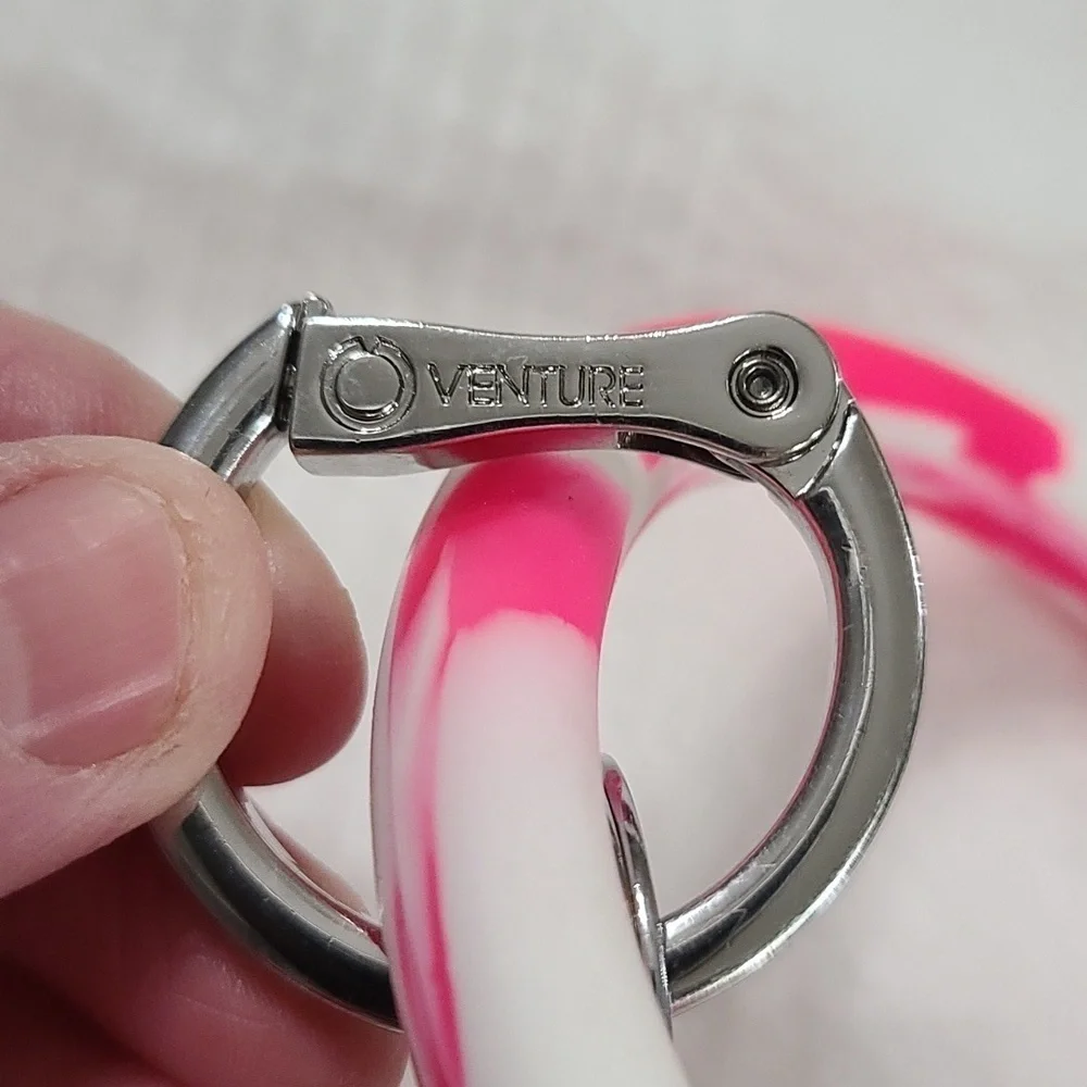 O Venture Key Ring Bracelet Wristlet Silicone? Pink/White Swirl EUC